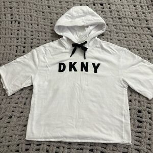 DKNY Women White Hoodie Shirt Short Sleeves